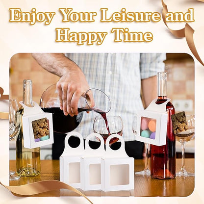 30Count Kraft Paper Wine Bottle Box with Window Hanging Foldable Boxes Wine Boxes for holding Candy Truffles Chocolate Wine Boxes for Gifts Empty Wine Bottles for Decoration Bottle Hanger Favor