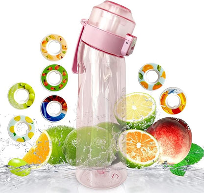 Air Water Bottle,650ML Scent Water Cup with 7 Flavour Pods,Leak Proof Sports Water Cup with Straw Suitable for Outdoor Sports,Gifts From Friends, Birthday Gifts (Pink)