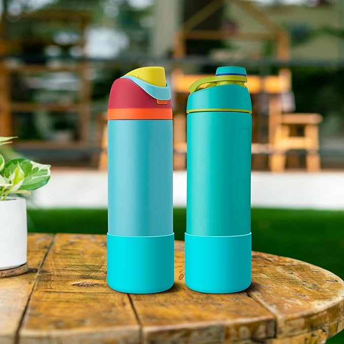 2PCS Silicone Water Bottle Boot for Owala 24oz 32oz 40oz, Anti-Slip Protective Sleeve Bottom Bumper Protector for FreeSip, Twist, and Flip Stainless Steel Water Bottles