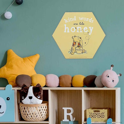 Open Road Brands Disney Winnie The Pooh Kind Words are The Honey Wood Wall Decor - Cute Winnie The Pooh Decoration for Kitchen, Bedroom or Office