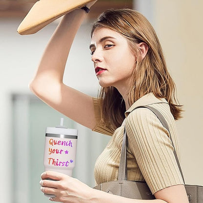 4 Pack Personalized Letters Tags Stickers for Stanley Cups, Self Adhesive Waterproof Vinyl Alphabet Number Sticker, Shiny Logo Decor for Tumbler Adults Kids Laptop Sign Desk Classroom