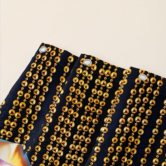 AILONEN Gold Rose Shower Curtain for Bathroom- Romantic Floral Shower Curtain -Polyester Fabric Waterproof Decoration- Plants Blue Black Leopard Flowers Bath Shower Curtains Washable, 60" W x 72" H