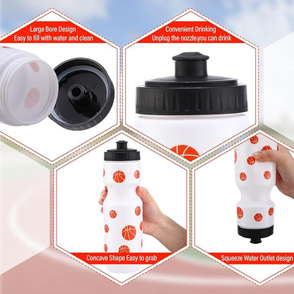 2 Pcs Basketball Sports Party Favors Sports Drawstring Bags Goodie Treat Bags 24 oz Squeeze Water Bottles