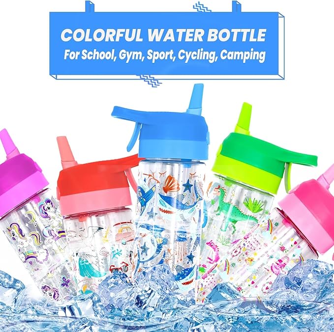 Kids Water Bottle with Spray Mist, 420ml Portable Kids Spray Drinking Bottle for Boys Girls School Cool Down and Hydrate