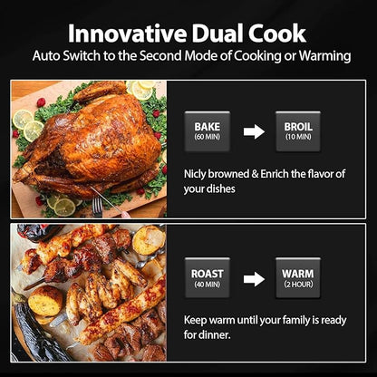 32QT Extra Large Air Fryer, 19-In-1 Air Fryer Toaster Oven Combo with Rotisserie and Dehydrator, Digital Convection Oven Countertop Airfryer Fit 13" Pizza, 1800w, Black