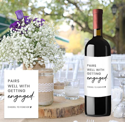 24Pcs Engagement Wine Labels, Engagement Gifts for Couples Her, Engagement Party Decorations Gifts for Engaged Couple Wine Bottle Stickers, Pairs Well with Getting Engaged Wine Bottle Labels