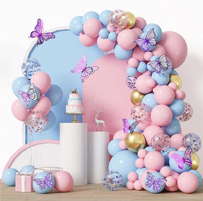 3D Butterfly Wall Decor 48 Pcs 4 Styles 3 Sizes, Butterfly Birthday Decorations Butterfly Party Decorations Cake Decorations, Removable Stickers(Purple)