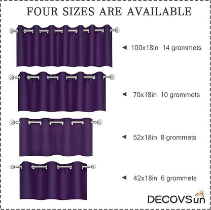 Purple Valance for Kitchen Windows Solid Grommet Top Blackout Valance Window Treatment for Living Room Short Straight Drape Valance for Bedroom Kids Room 42X18 1 Panel Royal Purple
