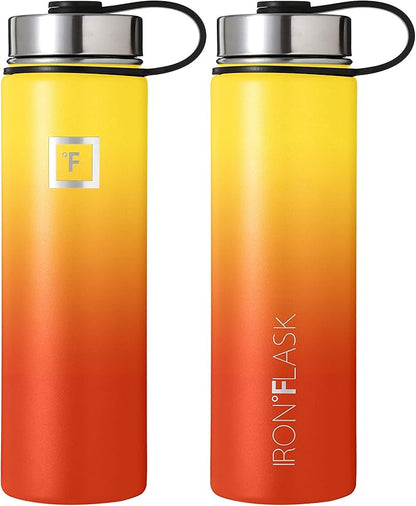 IRON °FLASK Sports Water Bottle - 22 Oz 3 Lids (Wide Spout Lid), Leak Proof - Stainless Steel Gym & Sport Bottles for Men, Women & Kids - Double Walled, Insulated Thermos, Valentines Day Gifts Him/Her