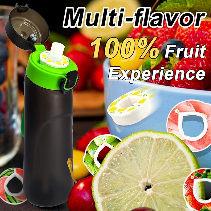 Air Water Bottle, Air Water Bottle with 11 Flavor Pods, 750ml Air Water Bottle with Straw, Scented Sports Water Bottle Set with Flavour Pods, 0 Sugar No BPA for Schools, Gym, Outdoor Sports