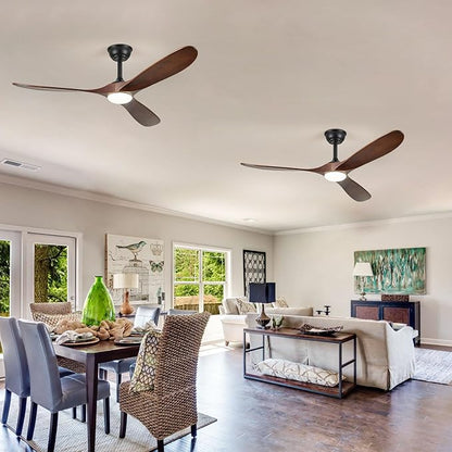 72" Ceiling Fans with Lights, 72 inch Ceiling Fan with Lights, High cfm Quiet 3 Blade Wood Walnut Ceiling Fan, Large Modern Ceiling Fan with Remote, Propeller Fans for Patios,Dark Walnut