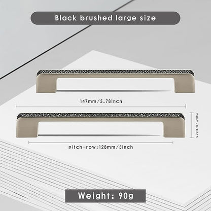 Leather Handle Brass Leather Handle Nordic Minimalist Style Handle Wardrobe Dressing Table Bedroom Living Room Kitchen Handle Hardware Furniture - 2 Pack (Black, 128mm（5in）)