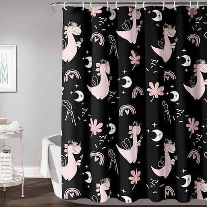 AILONEN Cute Dinosaur Shower Curtain,Cartoon Dinosaur Bath Curtain Gifts for Kids,Polyester Waterproof for Bathroom, 36" W*72" H with 12 Plastic Hooks