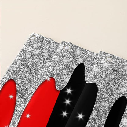 AILONEN Mr Mrs Black and Red Shower Curtain,Love Hearts Pattern Mr Right Mrs Always Right Theme Bath Curtain,Modern Print Decoration Waterproof Shower Curtain with 12 Plastic Hooks, 72" W*84" H