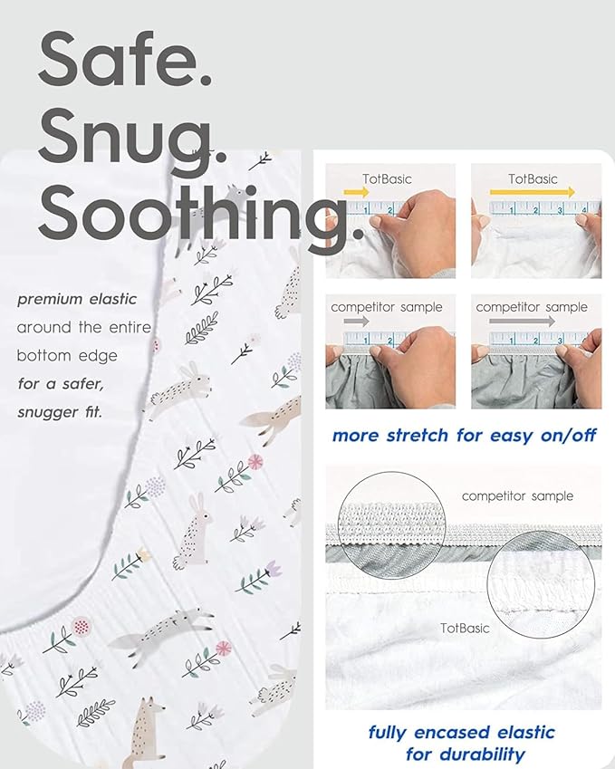 Graco Pack and Play Sheets Fitted, TotBasic Ultra Soft Mini Crib Sheets Boy, Neutral Pack N Play Mattress Sheets Hypoallergenic and Soothing, Premium Jersey Playrad Sheets, 2 Pack(Space Explorer)