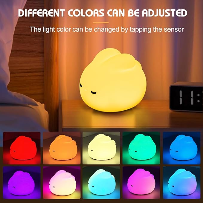 Multicolor Decor Night Light for Kids USB Rechargeable Cute Bunny LED Lamp with Timer & Touch Control Rabbit Shape Dimmable Warm Night Lights for Baby Breastfeeding Sleep Nursery Soft Eye Caring