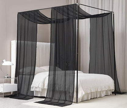 Akiky Canopy Curtains for Girls with LED Light King California King Bed Curtains Frame Bed,Valance Scarves Great for Bed,Windows,Wedding Parties(King,Black)