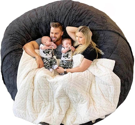 Giant Sherpa Bean Bag Chair Cover, Ultra Soft Bean Bag Bed (No Filler, Cover only), Large Round Soft Fluffy Bean Bag for Adults, Machine Washable Big Size Bean Bag Covers