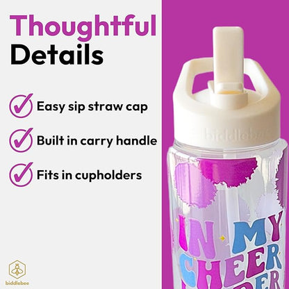 32oz Cheerleader Water Bottle with Straw Lid | BPA-Free Reusable Bottles for Cheerleaders, Cheer Team or Cheerleading Coach | Great Gifts for Girls, Coaches