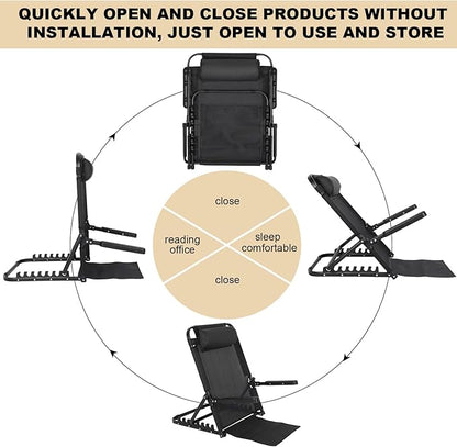 Adjustable Lifting Bed Backrest with Armrest Large Folding Back Rest for Bed Sitting up Multifunction Portable Bed Backrest Support with Pillow for Neck Head Lumbar Elderly Patient Read Eat