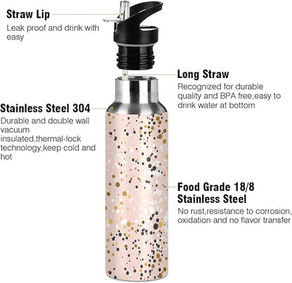 MNSRUU Insulated Water Bottle with Straw, Rainbow and Unicorns Stainless Steel Flasks for Sports Cycling Hiking School