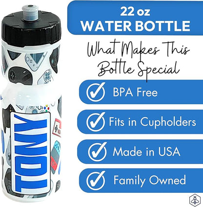 50 Strong Kids Water Bottle | 22 oz. BPA- Free Sports Squeeze Water Bottles with Pull Top Cap |Perfect Water Bottle for School | Reusable & Durable for Boys & Girls | Made in USA