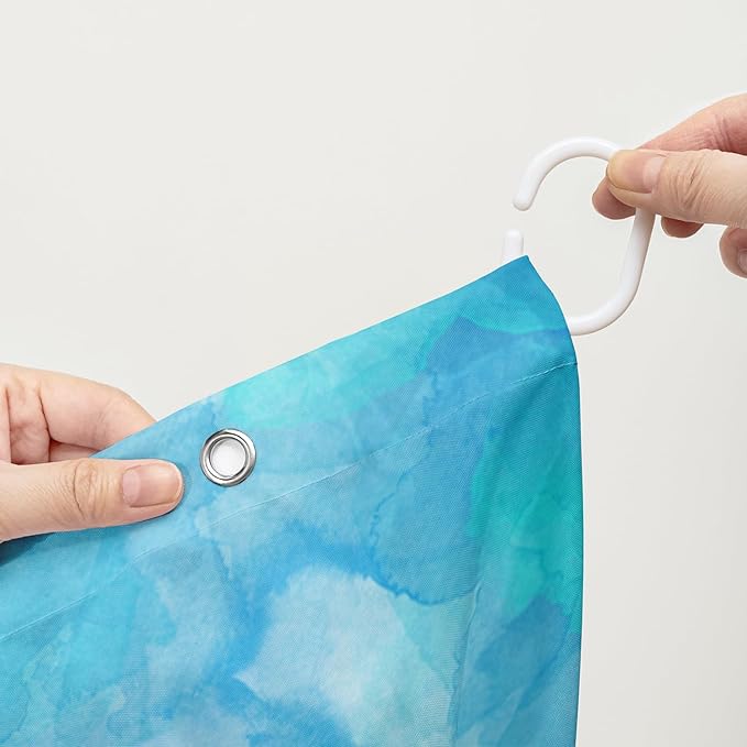 AILONEN Cute Sea Turtle Shower Curtain,Boys Kids Ocean Turtle Bath Curtain with 12 Plastic Hooks,Watercolor Sea Turtle Decorative Waterproof Curtain 72" W*78" H