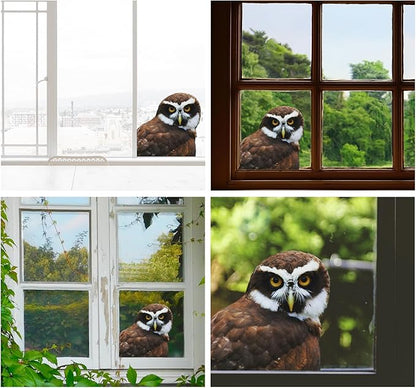 3D Gazing Owl Animal Window Stickers Removable Wall Stickers Peel and Stick Wall Art Decoration Kids Nursery Baby Bedroom Living Room Fun Decoration