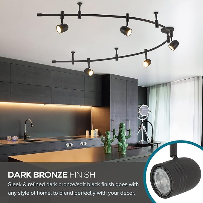 Catalina Lighting 96" Track Ceiling Light, Oil Rubbed Bronze, Transitional 5-Light LED Flex Track, Bulb Included, for Kitchen, Living Room, Home Lighting