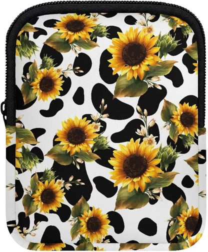 Cow Sunflower Stanley Cup Pouch with Adjustable Strap Water Bottle Storage Bag 20oz-40oz IceFlow Tumbler Pouch for Stanley Accessories