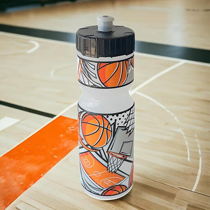 50 Strong Kids Water Bottle | 22 oz. BPA- Free Sports Squeeze Water Bottles with Pull Top Cap |Perfect Water Bottle for School | Reusable & Durable for Boys & Girls | Made in USA (Basketball Star)
