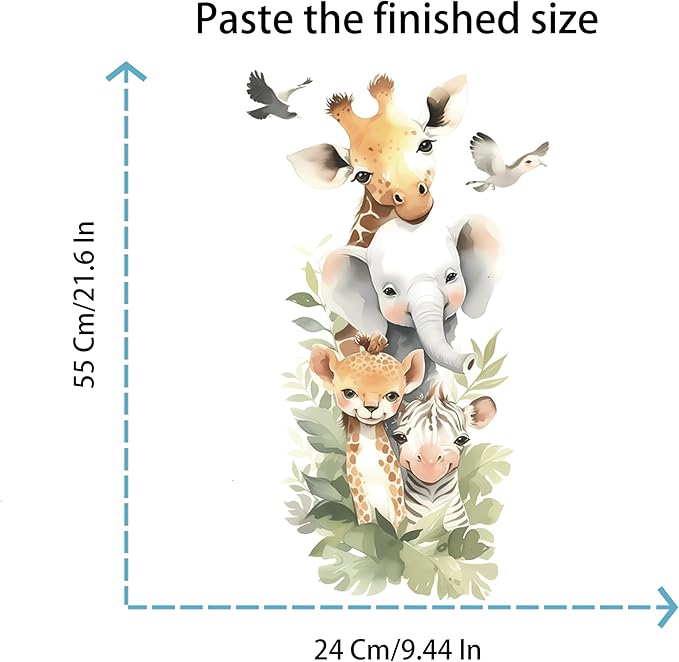 Watercolor Style Cute Animals Wall Decals Lovely Wildlife Wall Sticker Art Wall Clings Removable for Nursery Kid'sroom School Livingroom TV Background Decoration Murals (Lovely Wildlife 1)
