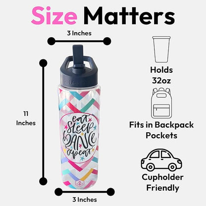 32oz Dance Water Bottle with Straw | BPA-Free Reusable Bottles for Dancer, Girls, Teen, Ballerina | Great Recital Gifts, Birthday Gift or Present for Dance Teacher