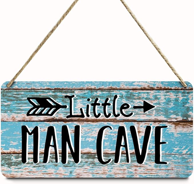 Man Cave Decor Front Door Decor for Garage Patio Bar Wooden Wall Sign Rustic Wall Hanging Plaque Sign for Nursery Boys Room Bedroom Living Room Man Cave Playroom Game Room Bathroom Kitchen Yard