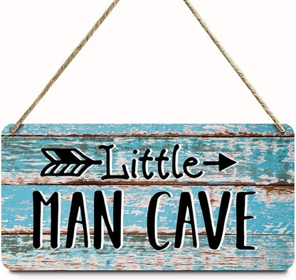 Man Cave Decor Front Door Decor for Garage Patio Bar Wooden Wall Sign Rustic Wall Hanging Plaque Sign for Nursery Boys Room Bedroom Living Room Man Cave Playroom Game Room Bathroom Kitchen Yard
