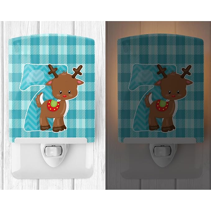 Caroline's Treasures BB8693CNL Christmas Month 7 Reindeer Ceramic Night Light Compact, UL-Certified, Ideal for Bedroom, Bathroom, Nursery, Hallway, Kitchen, 6x4x3, Multicolor