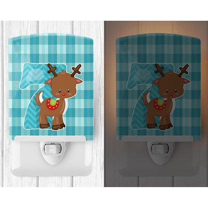 Caroline's Treasures BB8693CNL Christmas Month 7 Reindeer Ceramic Night Light Compact, UL-Certified, Ideal for Bedroom, Bathroom, Nursery, Hallway, Kitchen, 6x4x3, Multicolor