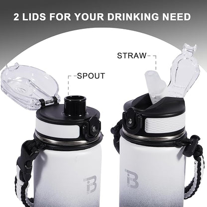 32oz Insulated Water Bottle with Straw Lid & Spout Lid & Paracord Handle, Stainless Steel Water Bottle Wide Mouth, Double Wall for Women Men Gym Fitness Outdoor