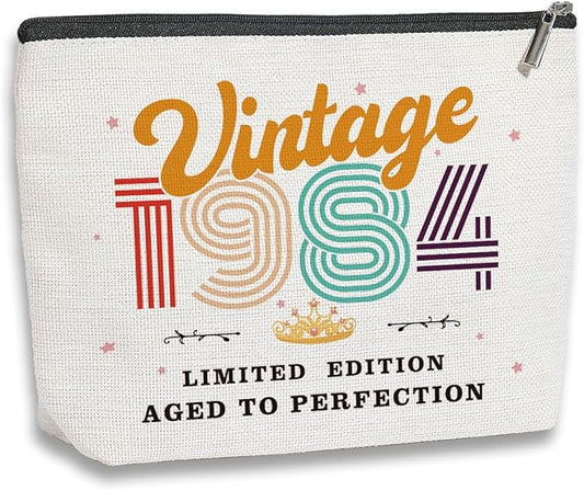 40th Birthday Gifts for Women, 1984 Vintage Makeup Bag, Best 40 Year Old Birthday Gift Ideas for Sisters, Friends, BFF, Mom, Coworker, Bonus Mom, Funny Anniversary Ideas for Her