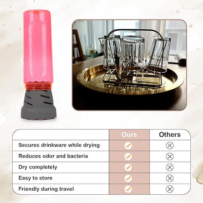 2pcs Drying Rack for Water Bottles, BPA Free Silicone Drying Rack for 15oz-100oz Bottles and Tumblers, Stackable Bottle Drying Holder Rack for HydroFlask, Yeti, Simple Modern, Camelbak(Grey)