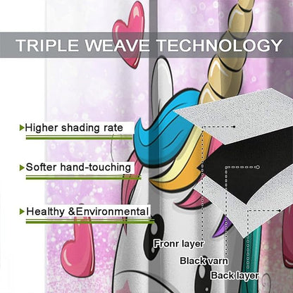 Kids Unicorn Curtains Kids Girls Boys Rainbow Unicorn Pattern Blackout Curtains Bedroom Curtains 55x63 Inches 2 Panels