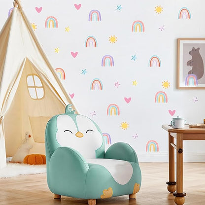 NICENEEDED 4 Sheets Glow in The Dark Rainbow Wall Decal, Glowing Luminous Small Rainbow Wall Stickers, Removable Self-Adhesive Ceiling Sticker Decals for Bedroom Decoration