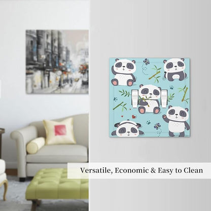 Cartoon Cute Panda Double Toggle Light Switch Covers 2 Gang Wall Plate Dual Decorative Switchplate Electrical Faceplate for Bathroom Country Kitchen Bedroom Decor, 4.9" x 5"