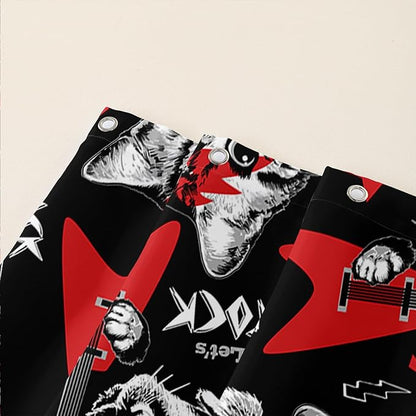 AILONEN Kitten and Puppy Shower Curtain,Rock Kitten Puppy Bath Curtains for Kids Boys Girls,Animal Polyester Waterproof with 12 Plastic Hooks 72" W*78" H