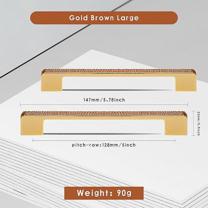 Leather Handle Brass Leather Handle Nordic Minimalist Style Handle Wardrobe Dressing Table Bedroom Living Room Kitchen Handle Hardware Furniture - 2 Pack (Brown, 128mm(5in))