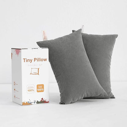 BEDSUM 2 Pack Tiny Pillows, 11"x7" Microfiber Mini Pillows for Travel, Pets, Soft and Machine Washable Small Pillows for Neck, Wrist, and Knee Comfort, Dark Grey