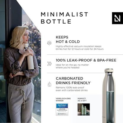 LARS NYSØM Stainless Steel Insulated Water Bottle 12oz 17oz 25oz 34oz 51oz | BPA-free Insulated Thermo Flask for Hot and Cold Beverages | Leakproof Drinking Bottle (Buttercream, 25oz)