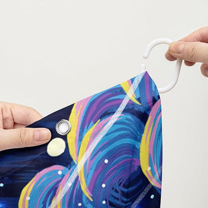 AILONEN Cartoon Black Cat Shower Curtain Set,Starry Night Bath Curtain for Kids Girls Boys,Country Style Shower Curtain,Cat Lovers Animal Shower Curtains for Bathroom Decor, 72" W*78" H