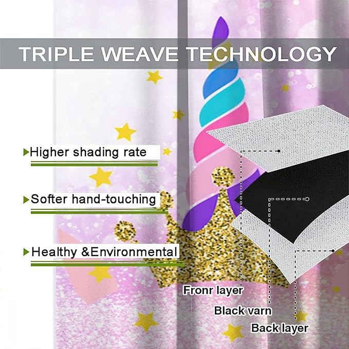 Kids Unicorn Curtains Kids Girls Boys Rainbow Unicorn Pattern Blackout Curtains Bedroom Curtains 72x63 Inches 2 Panels