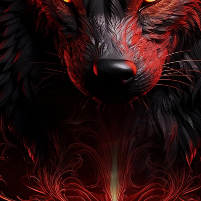 AILONEN 3D Black Wolf Shower Curtain Set,Fire Wolf Head Bathroom Curtain for Kids Girls Boys,Boho Style Shower Curtain,Wild Animal Shower Curtains for Bathroom Decor, 72" W*96" H